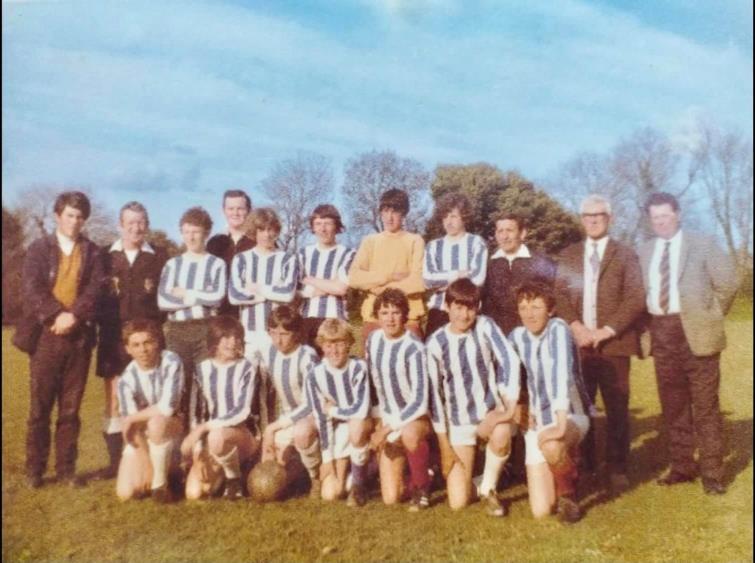 Dai The Bomb Evans is pictured standing on the far right with the Solva AFC under 15s team of 1972-73.